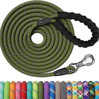 X XBEN Recall Lead for Dogs, 3 m / 5 m / 6 m / 9 m / 10 m / 15 m / 20 m / 25 m / 30 m, Strong Dog Lead with Comfortable Padded Handle, Training Lead for Puppies, Small, Medium and Large Dogs, Lockable Carabiner