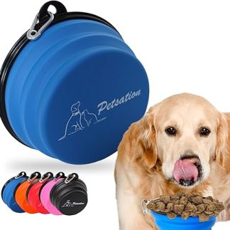 Petsation Foldable Dog Bowl for On the Go (The Original), Dog Food Bowl, Ideal for Everyday Use, Water Bowl, Drinking Bowl, Feeding Bowl, Travel Bowl (350 ml, Blue)