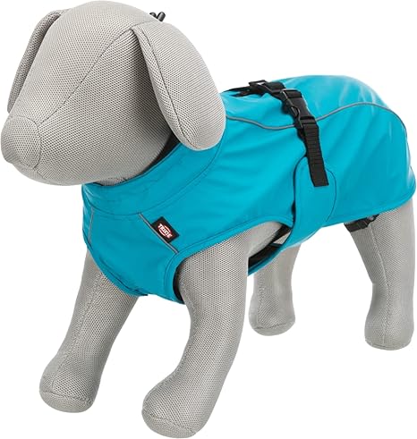 TRIXIE Vimy Raincoat for Dogs S Turquoise - Dog Rain Jacket with Reflective Elements for More Safety in the Dark - Comfortable & Adjustable - 2977