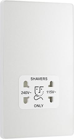 BG Electrical Evolve Dual Voltage Shaver Socket, 115/240V, Pearlescent White