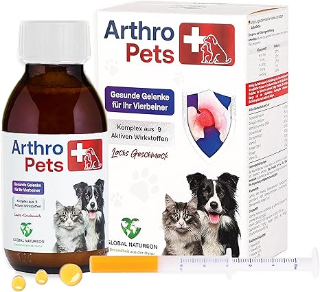 ArthroPets+ Alternative to Joint Tablets for Dogs and Cats, Joint Complex of 9 Highly Concentrated Active Ingredients on Salmon Oil Base, Joint Protection for Dogs and Cats, Omega 3, VIT. D3-100 ml