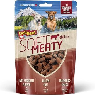 DeliBest Soft Meatys Made of Beef, Dog Snacks Grain-Free, Healthy Dog Snack, Training Treat, Dog Treat, Dog Snack with High Meat Content, 150 g