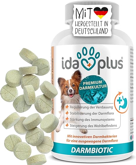 Ida Plus Darmbiotic - Probiotics for Intestinal Restoration for the Dog - Build Intestinal Flora After Diarrhoea - Healthy Active Gut Bacteria - Immune System - Regulation Digestion - 120 Tablets