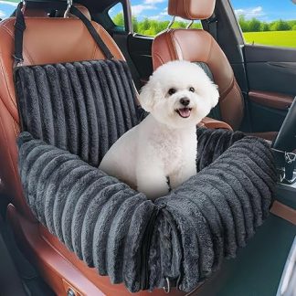 MIXJOY Dog Car Seat for Small to Medium Dogs, Washable Clip-on Lead, Thickened Memory Foam Filling, Dog Bed Car for Back Seat, Front Seat, Grey
