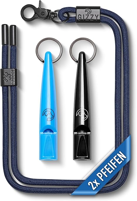 GIZZY® 2 x Dog Whistles Loud & Extensive Whistle I 2 x Dog Whistles Ideal as Training Aids for Dogs I Suitable for Dog Training Barking or as a Dog Whistle Recall I Includes High-Quality Band