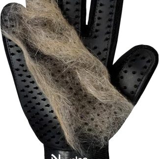 Novalee Pet Brush Glove (Black) for Dog, Cat & Horse Grooming Gloves Massage and Pet Hair Removal