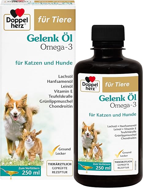 Doppelherz Joint Oil for Cats and Dogs - With Essential Omega-3 Fatty Acids + Chondroitin - 250 ml