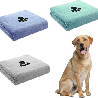 QYRDBGY Dog Towel, Pack of 3 Hand Towels, 75 x 35 cm, Microfibre Dog Towel, Extra Absorbent Towels for Small Medium Large Dogs or Other Pets