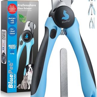 BluePet Claw Scissors with Protection for Dogs and Cats, Beginner-Friendly, Claw Pliers for Small and Large Claws + Claw File in the Handle, Alternative to Nail Scissors & Claw Grinder