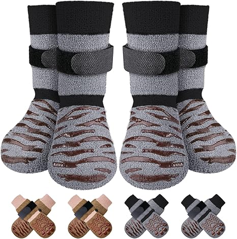 Eyein 2 Pairs Dog Socks Paw Protector Grey L