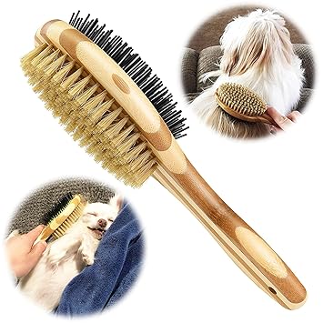 Dog Brush & Cat Brush, Double Brush for Dogs and Cats, Pin Dog Brush for Knots & Undercoat - Short & Long Hair