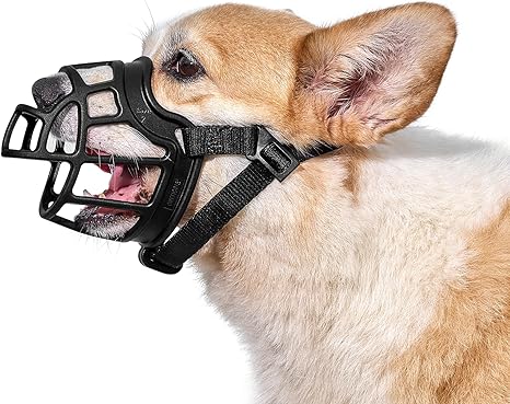 OneTigris Muzzle, Soft Muzzle for Dogs, Durable Rubber, Adjustable Webbing, Suitable for Muzzles of Medium and Large Dogs, Prevents Barking, Biting and Chewing (M)