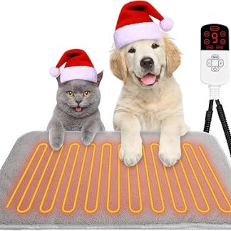 TEOV Pet Heating Pad for Cats Dogs 60 x 90 cm, 20 °C - 55 °C Temperature & 4 Timing Adjustable, Safe Waterproof Heating Pad