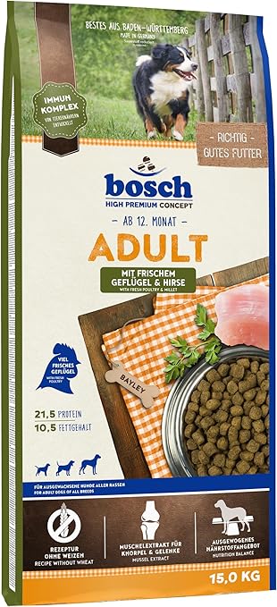 Bosch HPC Adult with Fresh Poultry and Millet Dog Dry Food for Adult Dogs of All Breeds