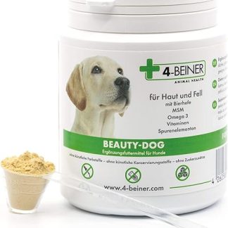 4-legged beauty dog, multi-vitamins for dogs with MSM, omega 3, vitamin B complex, vitamin C, biotin, brewer's yeast, milk thistle, black cumin oil, zinc, iodine, selenium