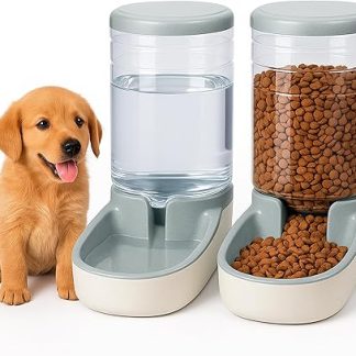 Edipets, Automatic Cat Dog Feeder 2 Units 3.8L Pet Food and Water Dispenser (Grey)