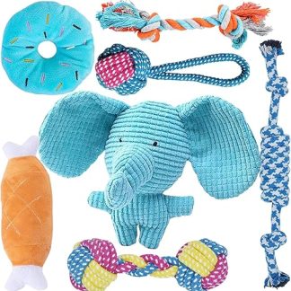 Speedy Panther Pack of 7 Dog Toys for Small Dogs, Plush Toy, Squeaky Toy, Puppy Chew Toy, Dog Rope Toy Set for Small Medium Dogs