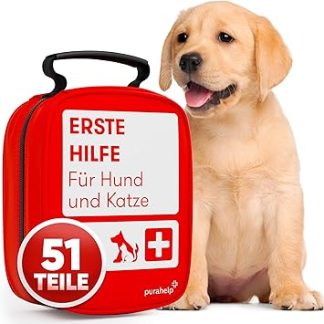 PURAHELP® First Aid Kit for Dogs and Cats [51 Pieces] - First Aid First Aid Bag with Tick Tweezers, Tweezers & More - Emergency Kit for Dogs & Cats - Dog Pharmacy Set - First Aid Emergency Kit Dog