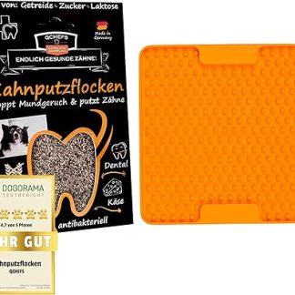 QCHEFS Toothbrush Flakes & Lickimat Soother as Dental Care Dog for Bad Breath and Tartar Way and Lick Mat Lick After Dog Food to Soothe as Dog Accessory for on the Go