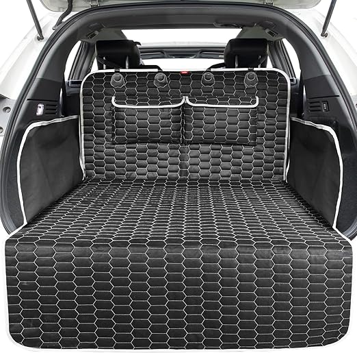 Oasser Car Boot Protector Dog Boot Protection Mat 185 x 103 cm Universal Car 600D with 2 Large Pockets Side and Bumper Protection Waterproof Scratch-Resistant Non-Slip Dustproof for Saloons and SUV
