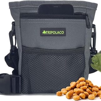 TRIPOLACO Dog Treat Pouch - Durable Treat Pouches for Pet Training with Multi-Pockets, Built-in Poop Bag Dispenser, Large Capacity for Kibble, Toys & Phone - Ideal Treat Bags for Walks & Training