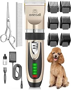 oneisall Quiet Dog Clippers, Professional Clippers for Cats and Dogs with Thick Fur, Dog Hair Trimmer with Powerful Motor