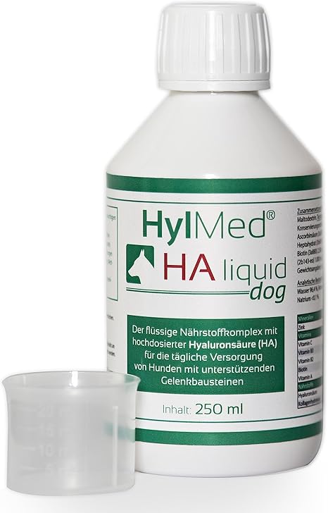 HylMed HA Liquid Dog, 250 ml, High Dose Hyaluronic Acid, Collagen and Other Nutrients to Support the Joints and the Dog's Pleasure of Movement for up to 50 Days