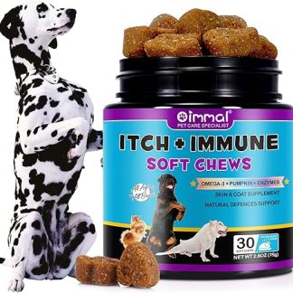 Chew Snacks Against Itching and Immunity in Dogs, Relieves Immunity in Pet Allergies, Itchy Skin for and Healthier Coat, Stops Paw Licking, Relieves Itching for All Breeds and Sizes - 30P