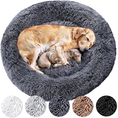 Wolke 7 Dog Bed — The Original — Washable (M, 80 cm, Dark Grey) Dog Cushion, Dog Basket, Fluffy Dog Bed for Large, Medium and Small Dogs