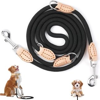 VSSHE Double Lead for 2 Dogs, 2.1 m Adjustable Double Lead & Free Lead, Robust Nylon, Adjustable Dog Lead for Large and Medium Dogs, Strength up to 200 kg, Versatile Lead