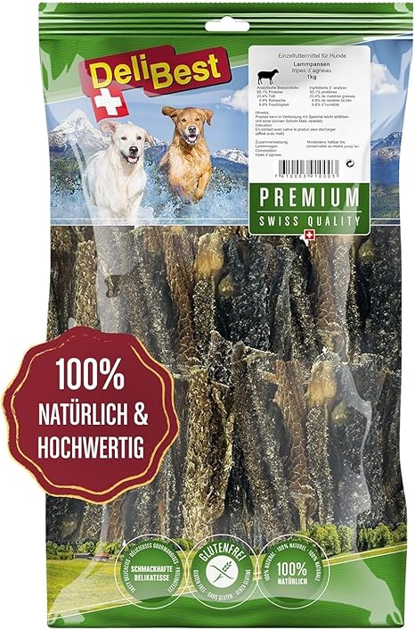 DeliBest Premium Lamb Plumbing I Delicious Chews for Sensitive or Stomach Sensitive Dogs I Chew Items 100% Natural - No Additives I Dog Chew Items 1 kg