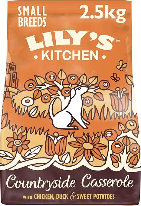 Lily's Kitchen Made with natural ingredients, for adult dogs of small breeds, dry food chicken and duck, grain-free formula, 2.5 kg