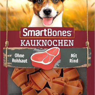 SmartBones Chew Bone Mini - Chew Snack with Beef Flavour for Small Dogs, Bones with Soft Texture, No Raw Skin, Pack of 8