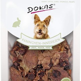 DOKAS Rabbit Offal - Grain-Free Premium Natural Snack for Rabbits Dogs - With Lungs, Stomach & Heart - 1 x 100 g