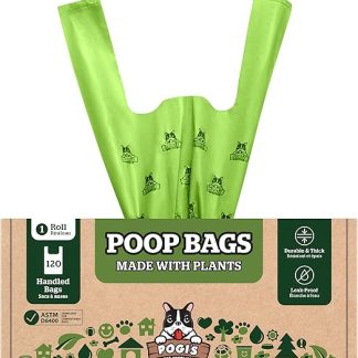 Pogi Dog Poo Bags with Easy Tie Handles - Leak Proof, Plant Based & Durable - ASTM D6400 Certified, Pack of 120