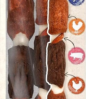8in1 Triple Flavour Mega Skewers Large Chew Sticks for Dogs - Chews with Extra Meat, 160 g Bag (Pack of 2)