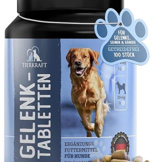 Tierkraft Joint Tablets for Dogs - Made in Germany - Joint Tablets with Green-Lipped Mussel - Devil's Claw - MSM - 100 Joint & Bone Protection Tablets