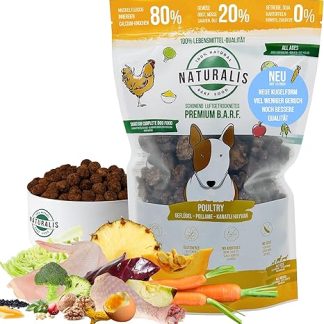 Naturalis Smart 80 Barf Dry Barf Dog Food 500 g Chicken Complete Food without Additives Grain-Free Soy Free Gluten Free 100% Natural - Gentle Air Dried