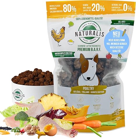 Naturalis Smart 80 Barf Dry Barf Dog Food 500 g Chicken Complete Food without Additives Grain-Free Soy Free Gluten Free 100% Natural - Gentle Air Dried