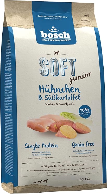 Bosch HPC Soft Junior Chicken & Sweet Potato | Semi-Moist Dog Food for Growing Dogs of All Breeds | Single Protein | Grain-Free