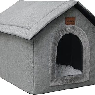 Whiwhi Dog Cave with Removable Plush Cushion, Cat Cave Pet House, Warm and Cosy Dog House, Cat House, 45 x 40 x 45 cm