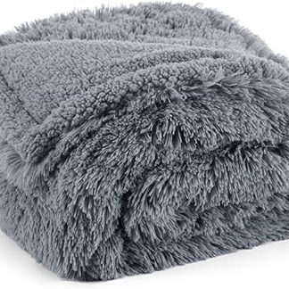 BEDSURE Waterproof Dog Blanket for Medium Dogs - 80 x 100 cm Long Plush Dog Blanket Washable Pet Blanket Fluffy and Soft Protective Blanket Dog Sofa Cat Blanket for Cats, Grey