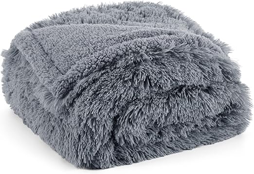 BEDSURE Waterproof Dog Blanket for Medium Dogs - 80 x 100 cm Long Plush Dog Blanket Washable Pet Blanket Fluffy and Soft Protective Blanket Dog Sofa Cat Blanket for Cats, Grey