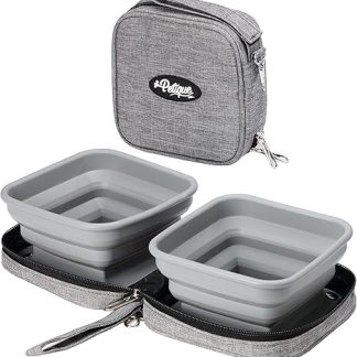 Portabowl - Eco-Friendly Foldable 2 in 1 Dog Bowls - High Quality Travel Dog Bowls with Travel Case - Lightweight and Compact - 100% Food Grade Silicone, BPA Free.For Small and Large Dogs