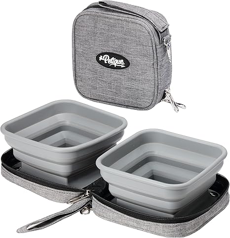 Portabowl - Eco-Friendly Foldable 2 in 1 Dog Bowls - High Quality Travel Dog Bowls with Travel Case - Lightweight and Compact - 100% Food Grade Silicone, BPA Free.For Small and Large Dogs