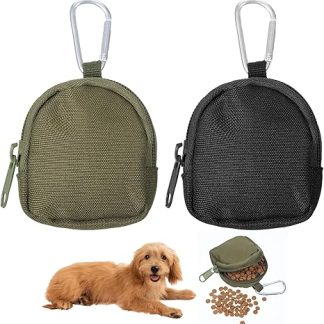 TIESOME 2 Stück Leckerlibeutel für Hunde, Hundeleckerli Tasche, Futterbeutel mit Reißverschluss für Hundetraining Kleine Leckerlibeutel für Hunde mit Karabiner für Reisen Spaziergang Haustiere