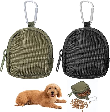 TIESOME 2 Stück Leckerlibeutel für Hunde, Hundeleckerli Tasche, Futterbeutel mit Reißverschluss für Hundetraining Kleine Leckerlibeutel für Hunde mit Karabiner für Reisen Spaziergang Haustiere
