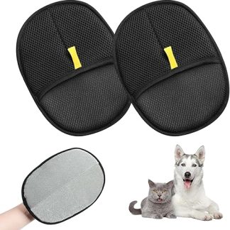 QckZee Pack of 2 Double Sided Pet Grooming Gloves, Reusable Pet Hair Removal Gloves, Anti-Static Gloves for Cats and Dogs, for Washing, Hair Removal and Grooming