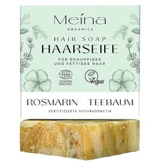 Meina - Natural Cosmetics Hair Soap - Organic Shampoo Bar with Rosemary, Tea Tree and Lavender (1 x 80 g), Palm Oil-free, Solid Vegan Shampoo, Shampoo Soap for Men and Women