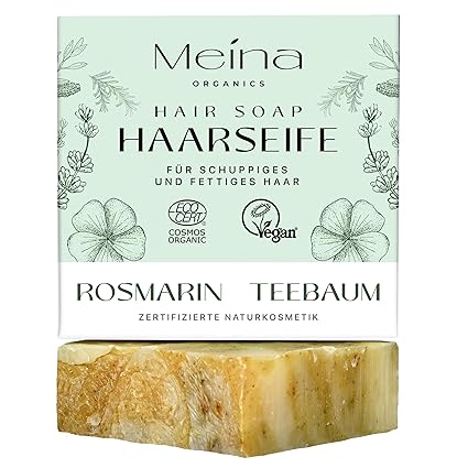 Meina - Natural Cosmetics Hair Soap - Organic Shampoo Bar with Rosemary, Tea Tree and Lavender (1 x 80 g), Palm Oil-free, Solid Vegan Shampoo, Shampoo Soap for Men and Women